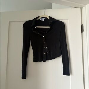 Princess Polly Black Button-Down Shirt